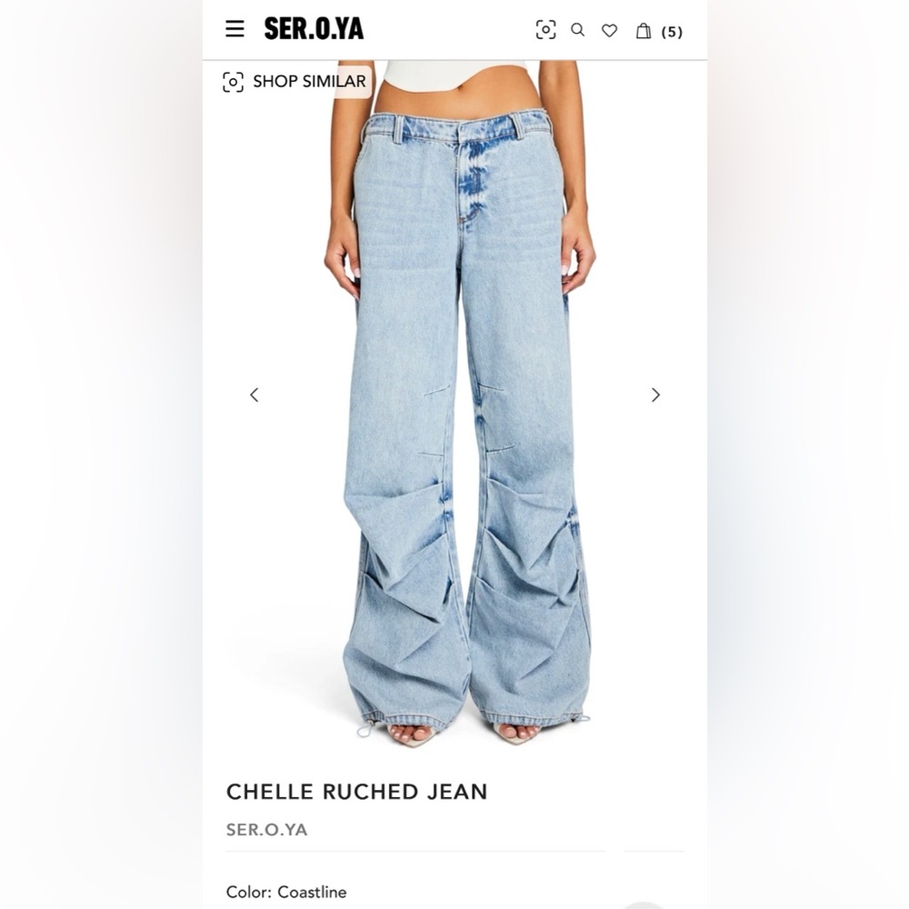 SER.O.YA Women's Light Blue Ruched Jeans